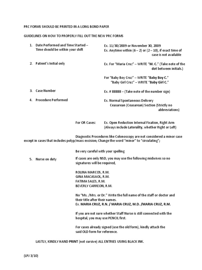Guidelines On Filling Out New PRC Forms | Download Free PDF | Social ...