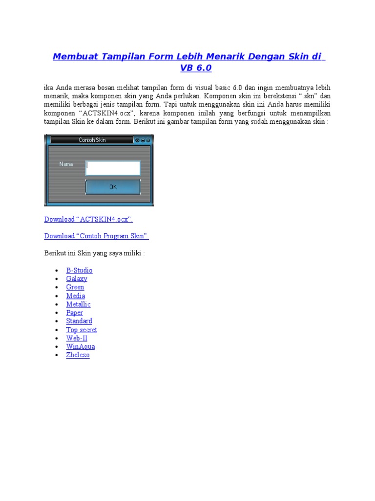 Membuat Tampilan Form Lebih Menarik Dengan Skin Di VB | PDF
