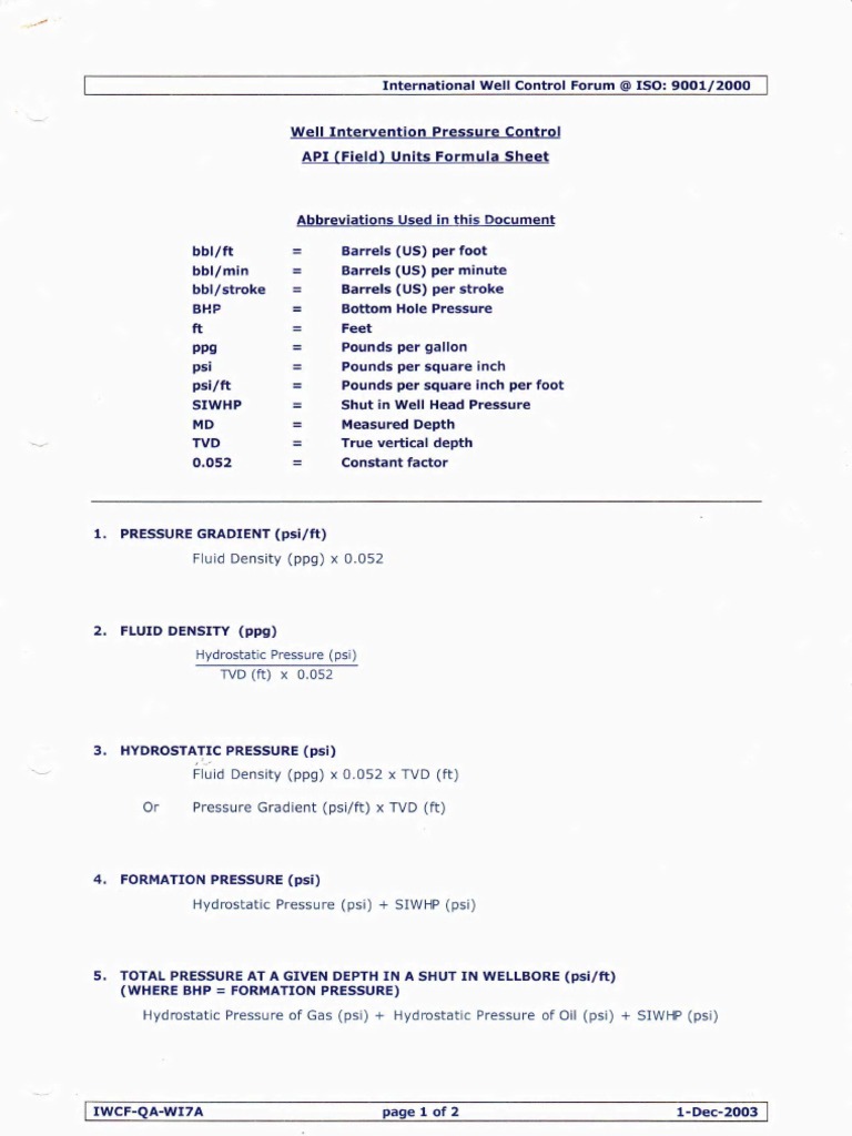IWCF Exercise | PDF
