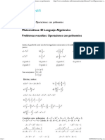 Matemáticas 3o ESO Problemas polinomios