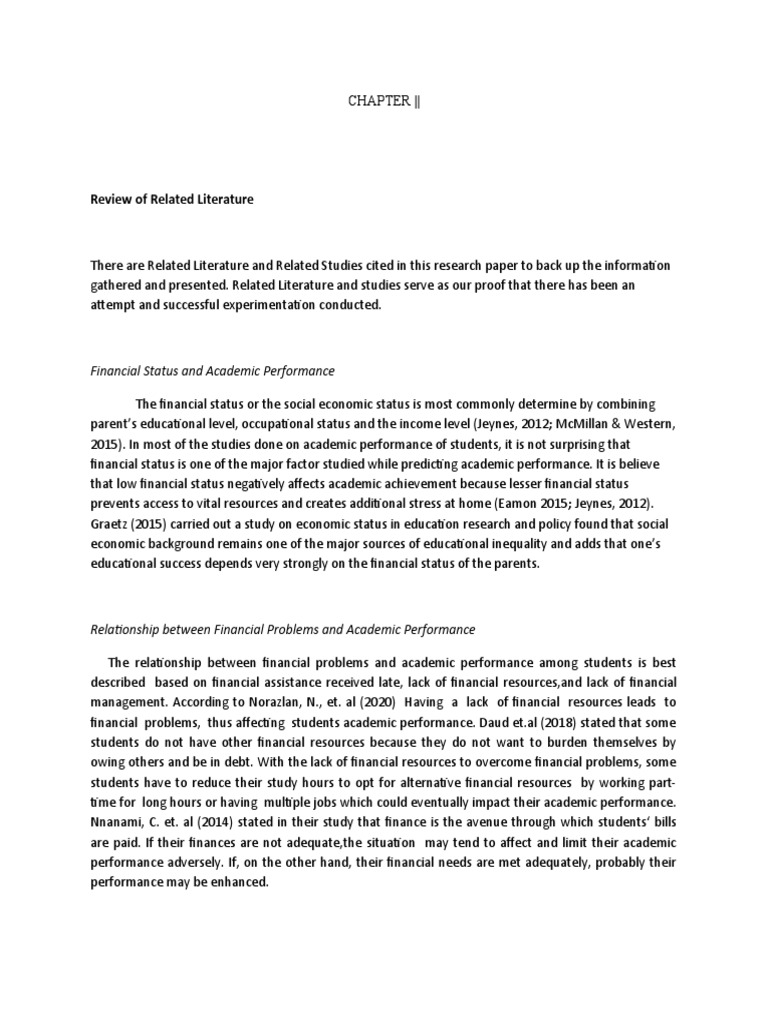 An analysis of the relationship between financial problems and academic