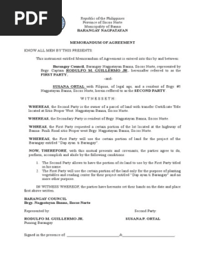 Memorandum of Agreement