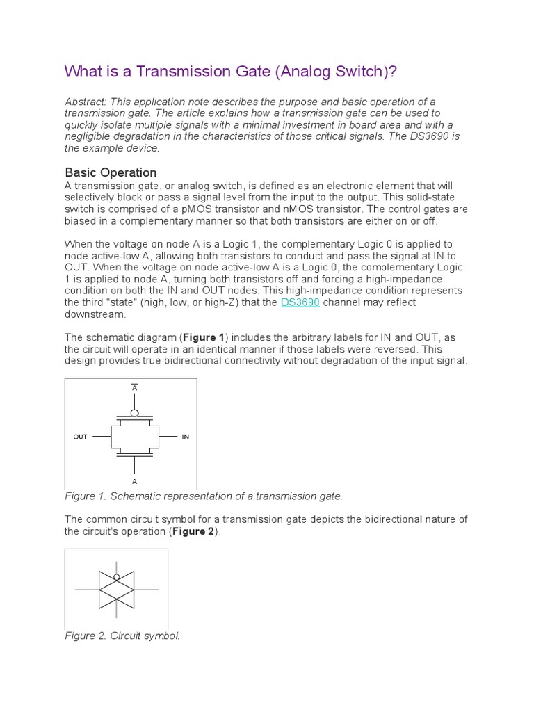 What is a Transmission Gate PDF Logic Gate Mosfet