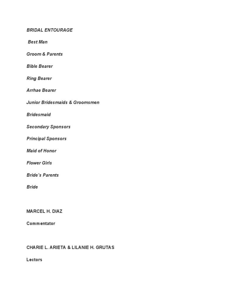Catholic wedding entourage list | Beachweddingtips.com