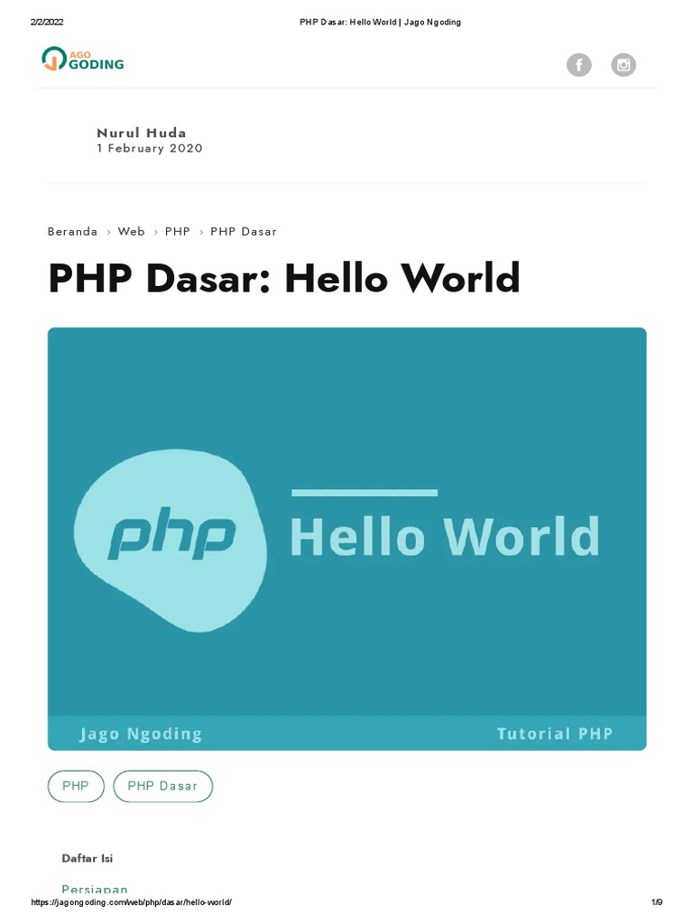 Php Dasar Hello World Jago Ngoding Pdf Karier Perkembangan