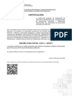 Certificación: Ordoñez Ayma Cinthia Con C.I.: 4053071