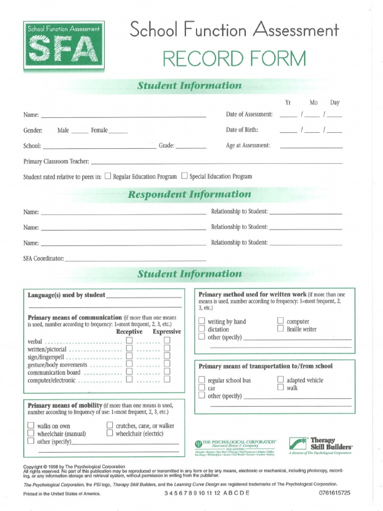 Sfa Form PDF