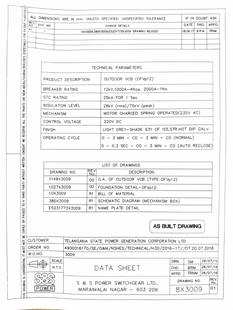 11kV CB Control Panel Scheme Drawing PDF Components Electrical Wiring