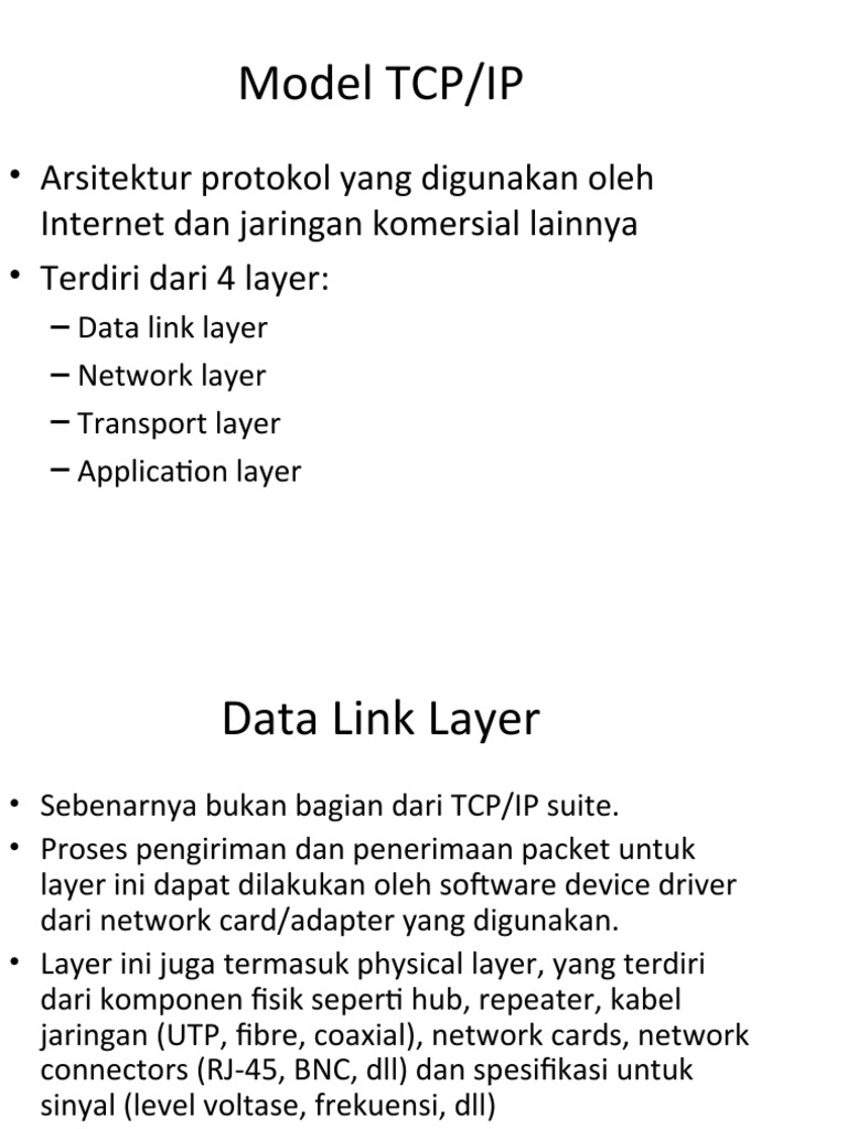 Model TCP/IP: - Arsitektur Protokol Yang Digunakan Oleh Internet Dan ...