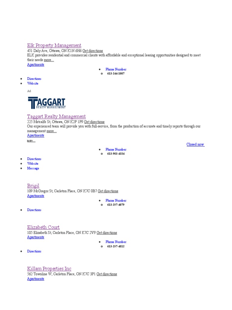 Rental Property Listings for Residential Apartments and Commercial