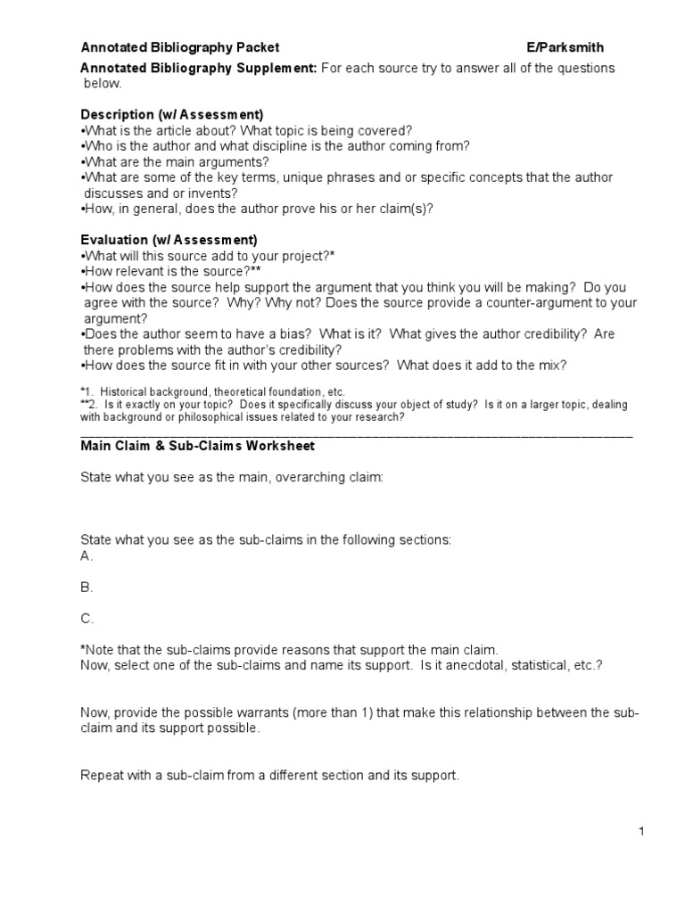worksheet Claim Evidence Warrant Worksheet 02 ab packet bibliography argument