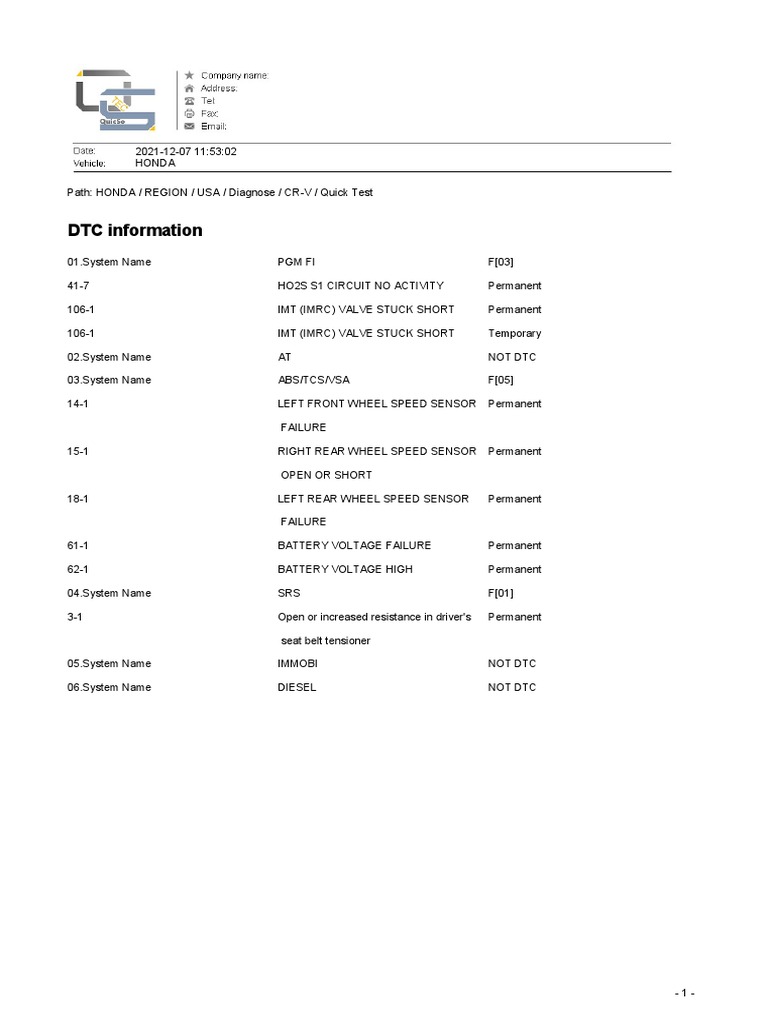 Honda DTC Codes and Diagnostics Guide | PDF
