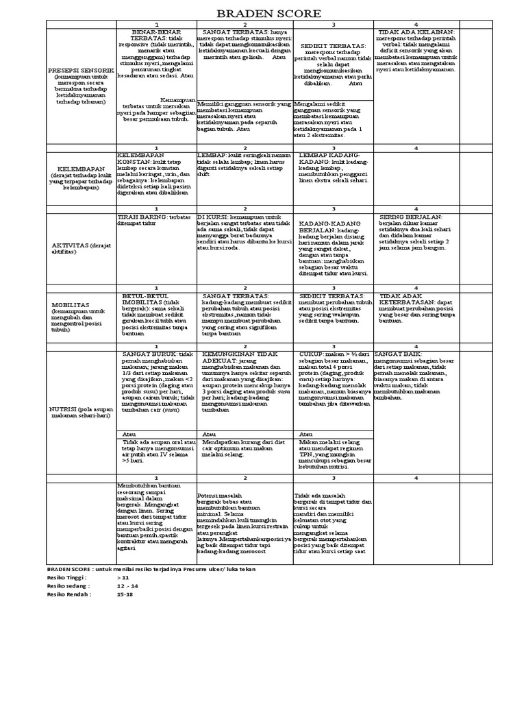 Braden Score PDF