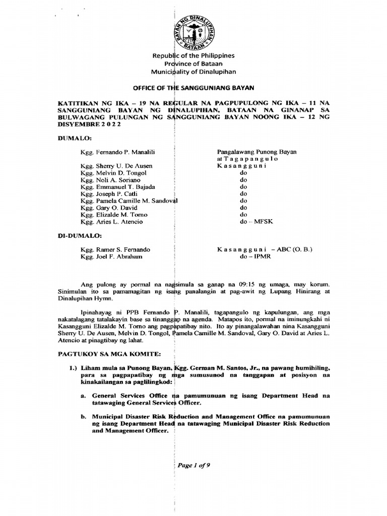 Approval of Previous Minutes PDF