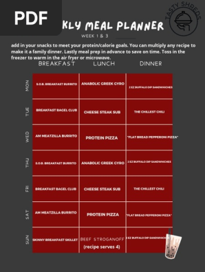 Tasty Shredz - Workout Meal Planner