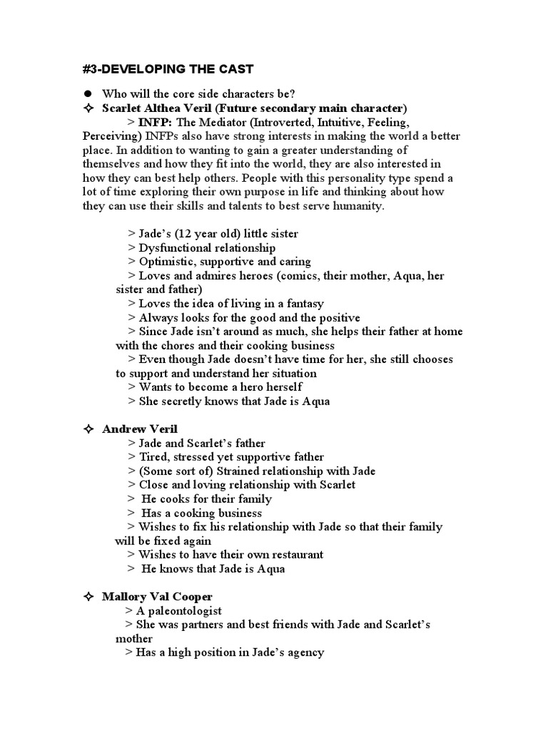 EXERCISE 3 Developing The Cast PDF Behavioural Sciences Social