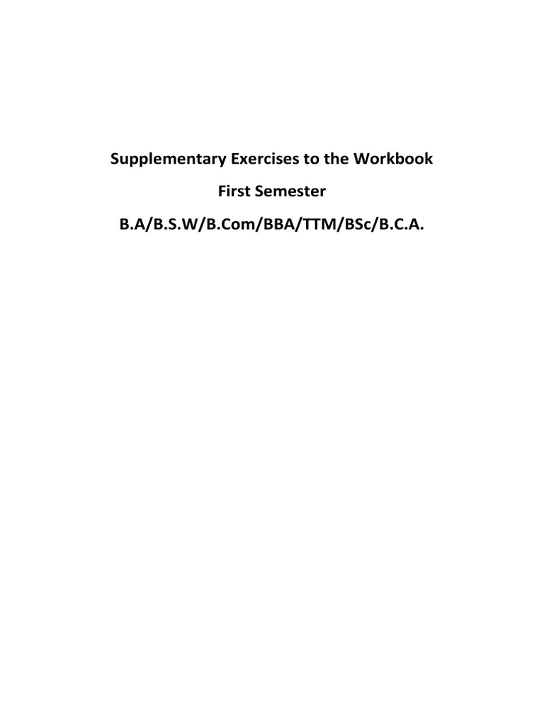 Supplementary Exercises for First Semester | PDF | Question ...
