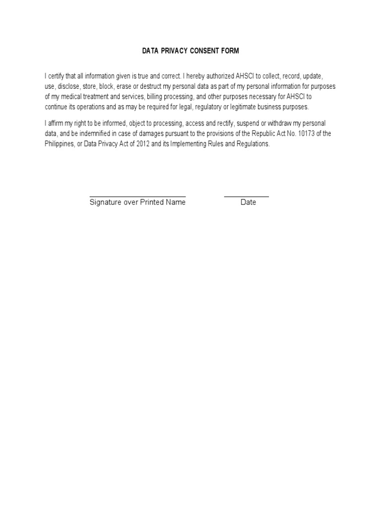 Data Privacy Consent Form | PDF | Social Science