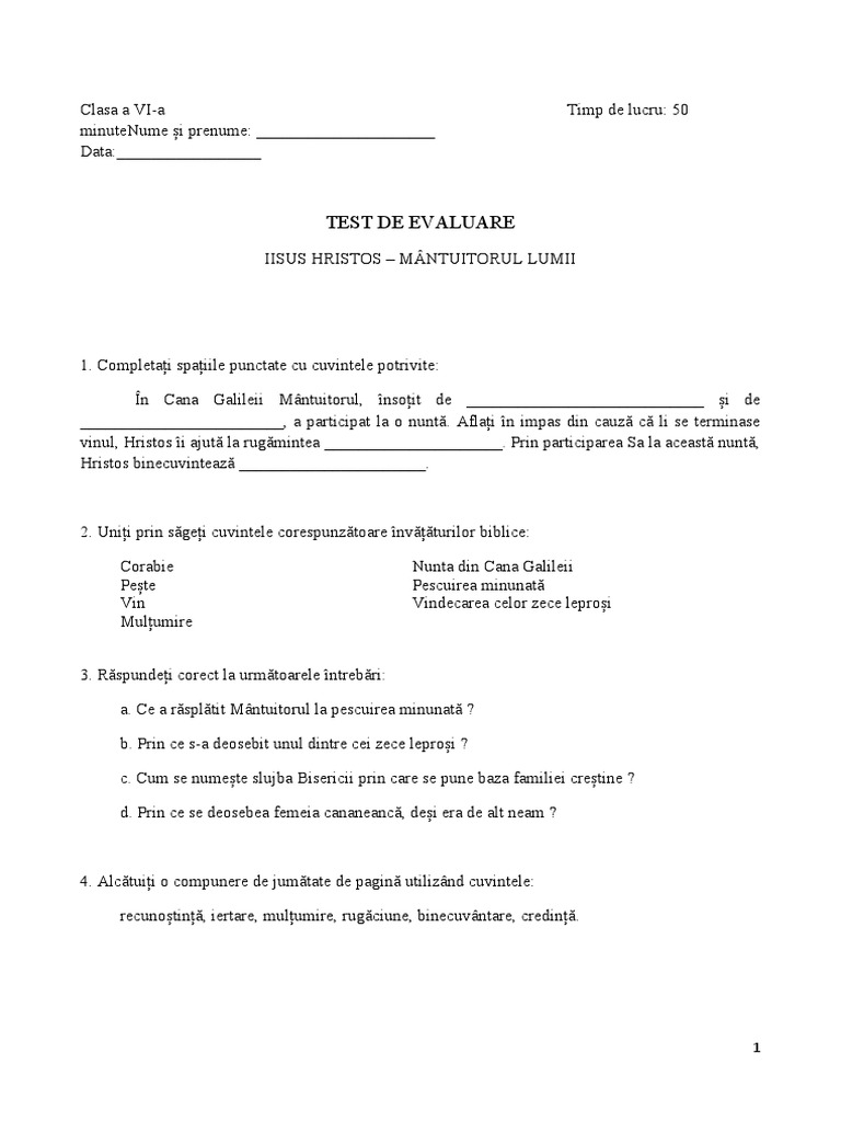 Test Docimologic Cls. A Via | PDF