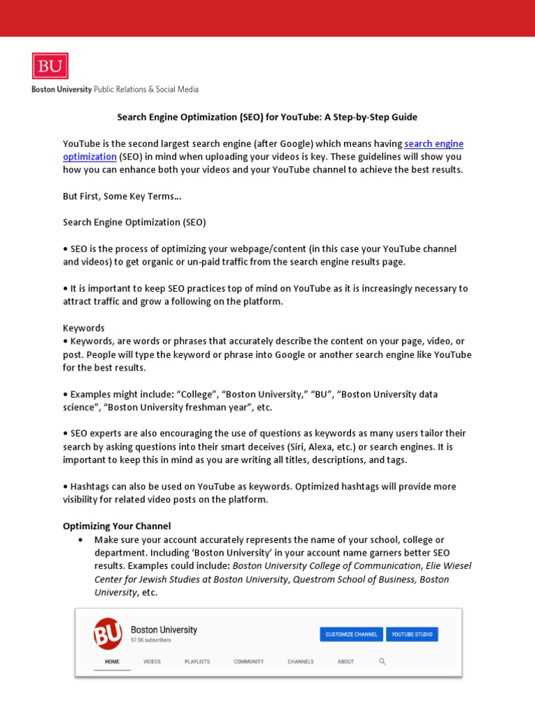Search Engine Optimization SEO For YouTube A Step by Step Guide 2021 | PDF