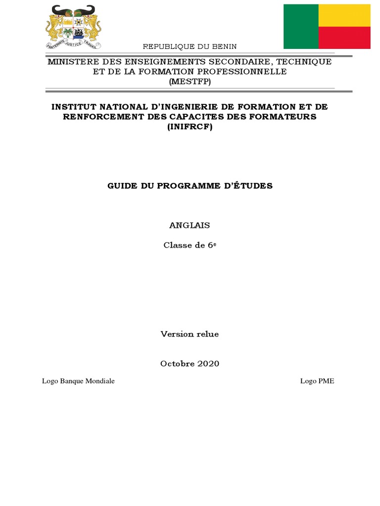 Guide du Programme d'Études Anglais 6è | PDF | Teaching Method | Learning