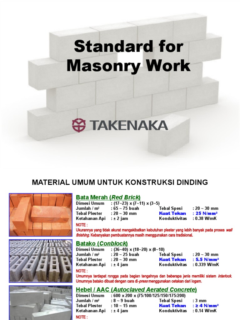 Procedure of Masonry Work PDF