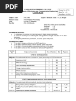 VL7101 VLSI Signal Processing Lesson Plan