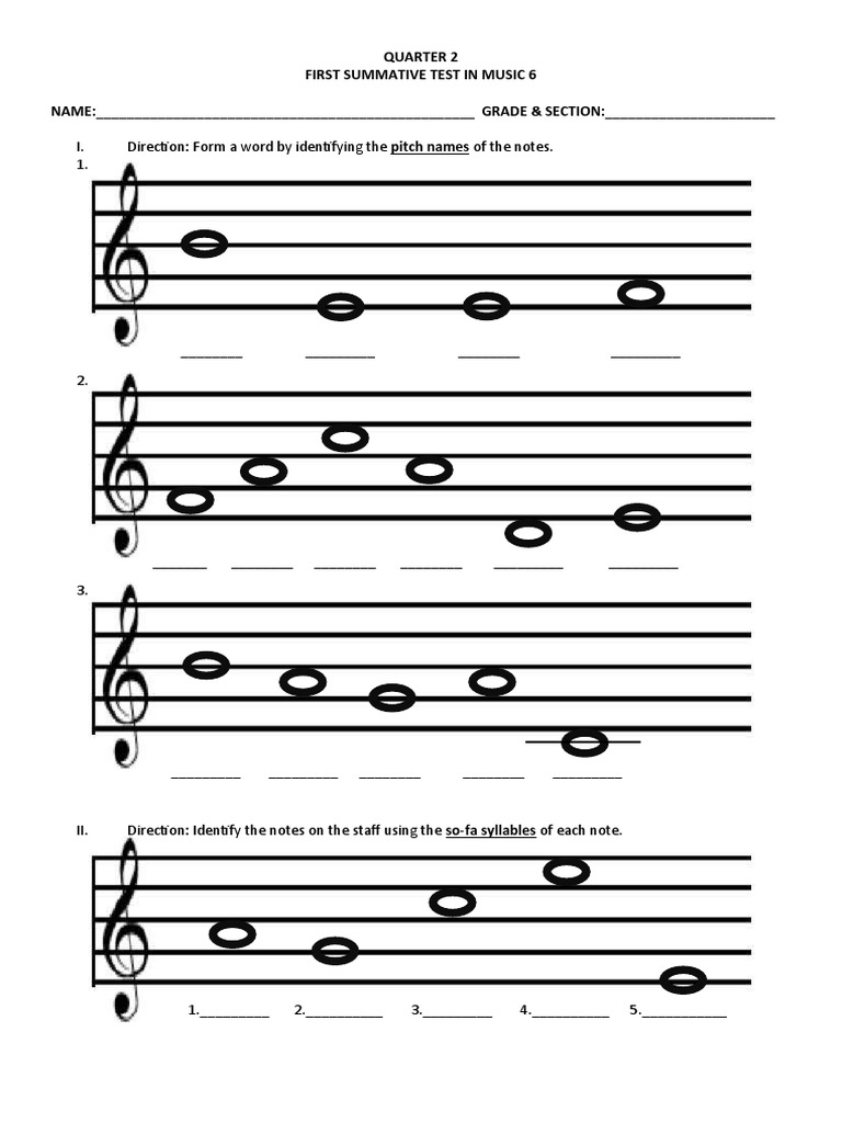 Q2 First Summative Test In Music6 Pdf Interval Music Melody