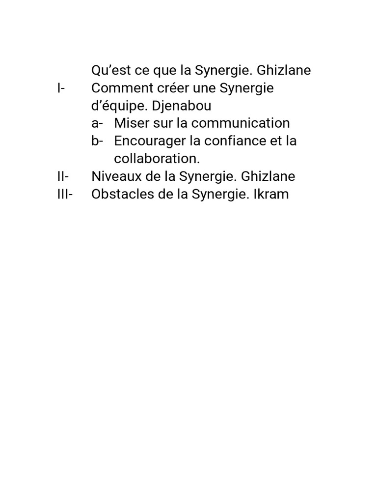 Synergie | PDF | la communication | Expérience