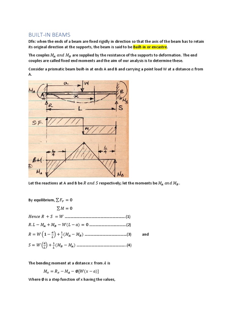 Fixed End Moments in Built-In Beams | PDF | Beam (Structure) | Bending