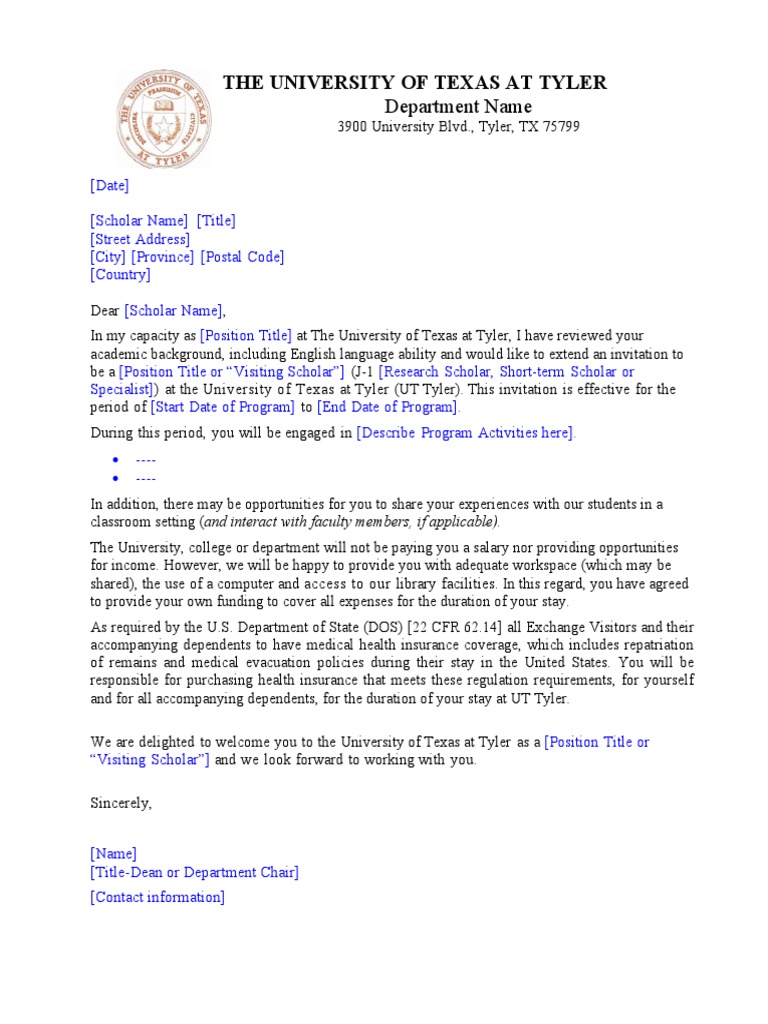Sample Visitor Letter PDF