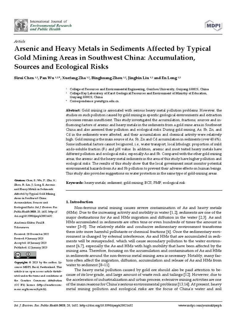 Arsenic and Heavy Metals in Sediments Affected by | PDF | Pollution ...