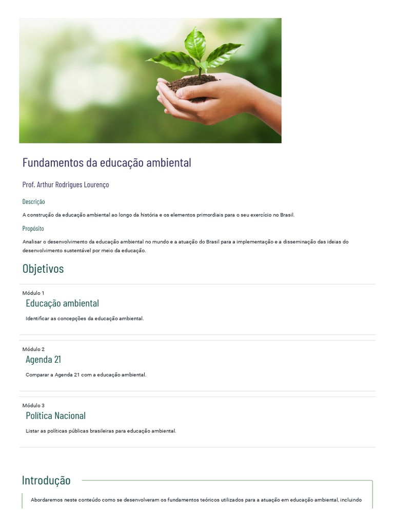 Fundamentos da Educação Ambiental | PDF | Sustentabilidade | Movimento ...