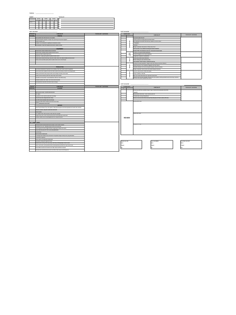 MOD Shift Checklist PDF