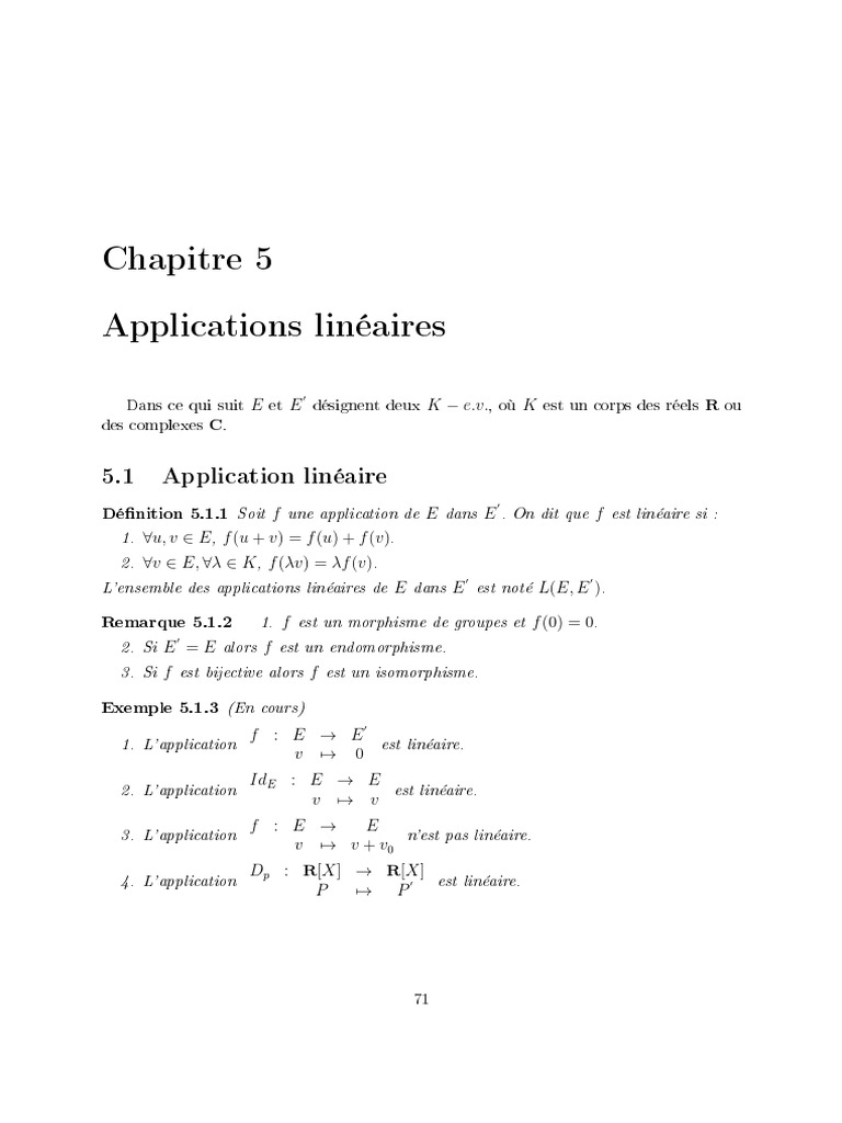 Applications Linéaires Cours | Synthèse de cours (CPGE) Æ Applications ...
