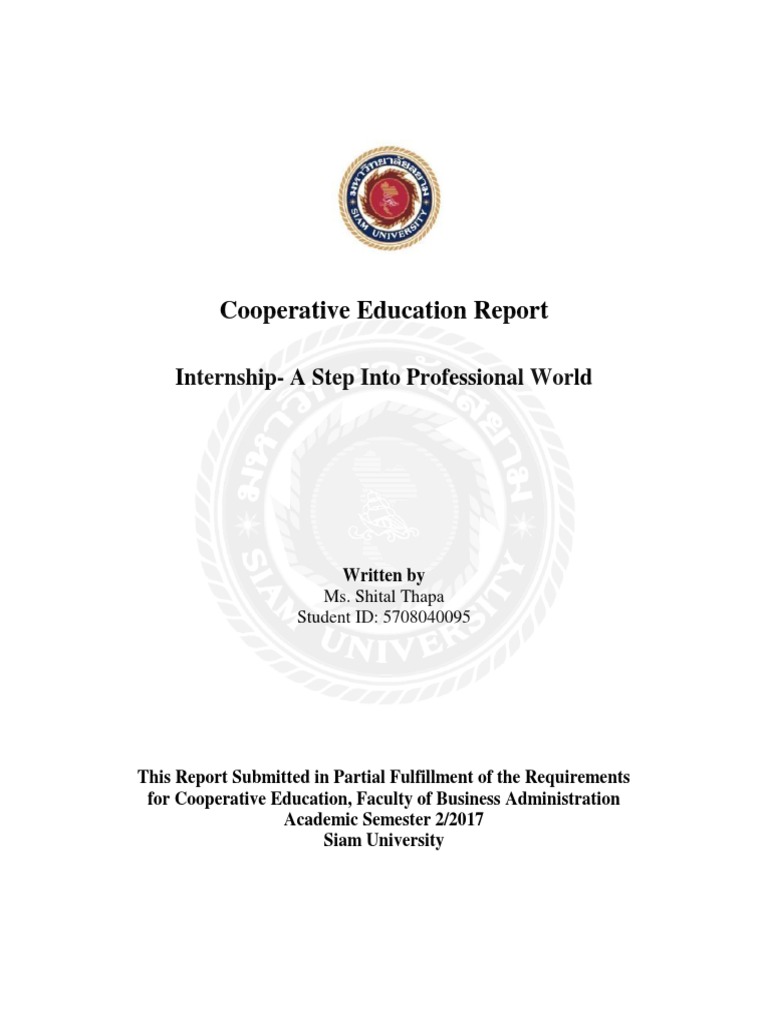 Bba 2017 Coop Internship A Step Into Professional World Pdf Taxes