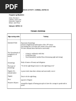 Cornell Notes Kant