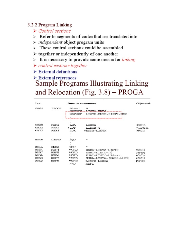 Program Linking and Control Sections | PDF