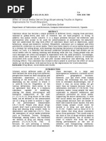 Effect of Social Media Use On Drug Abuse Among Youths in Nigeria Implications For Youth Education