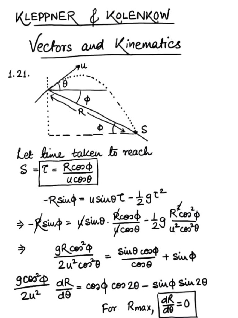 Kinematics Notes from Kleppner & Kolenkow | PDF | Kinematics | Equipment