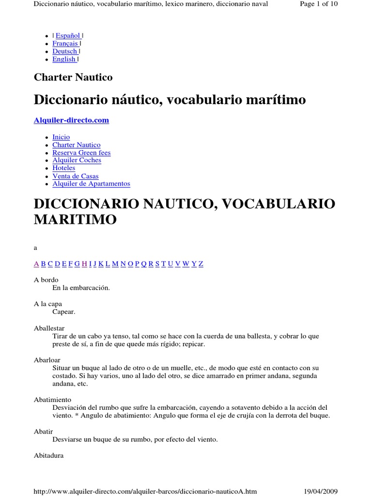 Terminos Nauticos PDF Aparejo Barcos