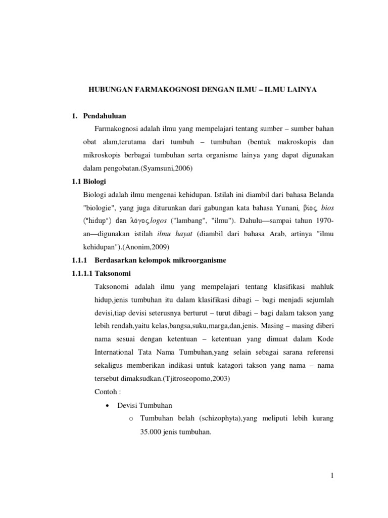 Hubungan Farmakognosi Dan Ilmu Lainya | PDF