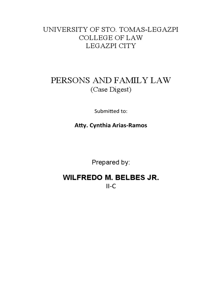 Case Digests on Persons and Family Law | PDF | Hearsay | Evidence (Law)
