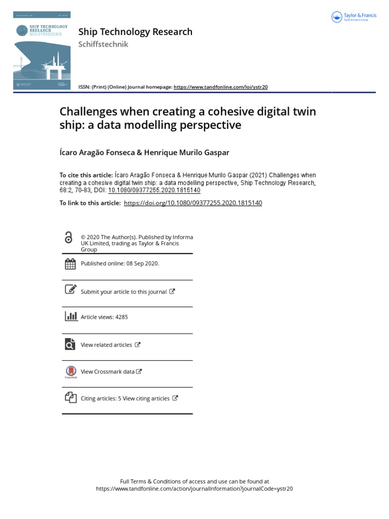 Challenges When Creating A Cohesive Digital Twin Ship A Data Modelling ...