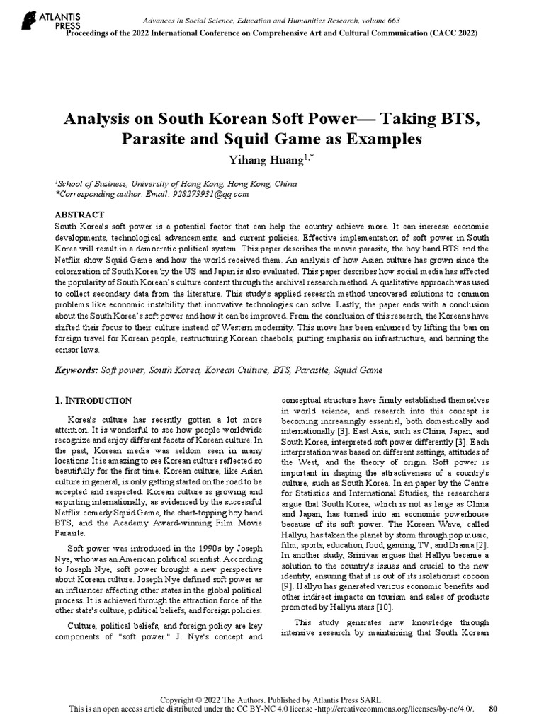 Analysis On Korea S Soft Power Pdf South Korea World Politics