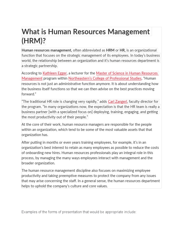 What Is Human Resources Management PDF Human Resource Management