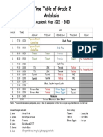 Time Table of Grade 2 Andalusia 2023