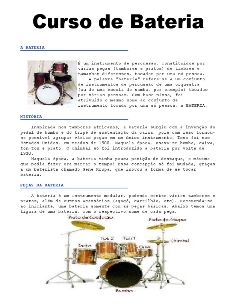 Curso Prático de Bateria | PDF | Bateria (instrumento) | Tambor