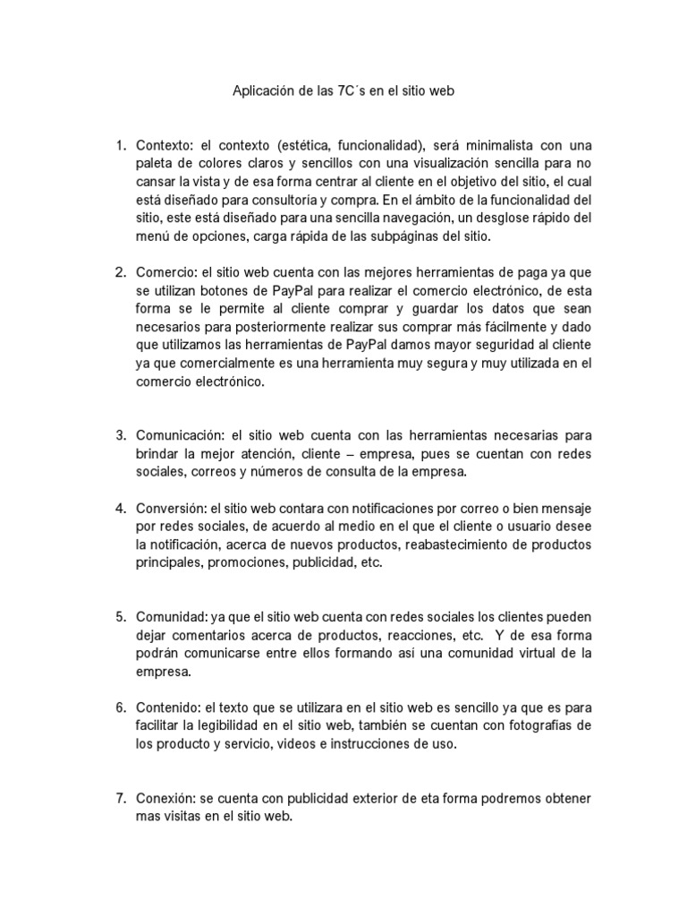 Aplicación de Las 7C | PDF