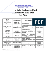 HORARIO de PRUEBAS 1ER MOMENTO 22-23